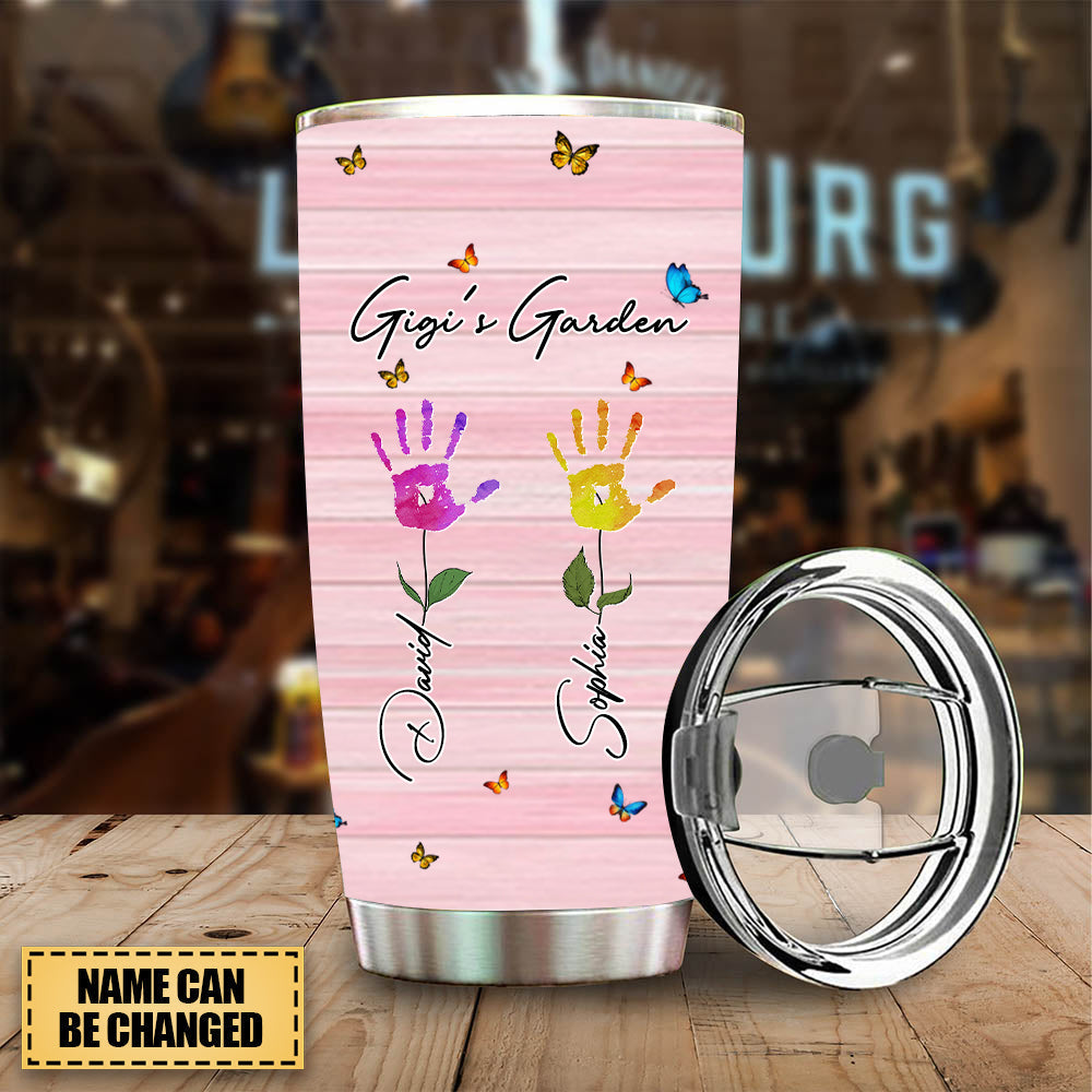 Grandma's Garden Hand Prints Flower Personalized Tumbler