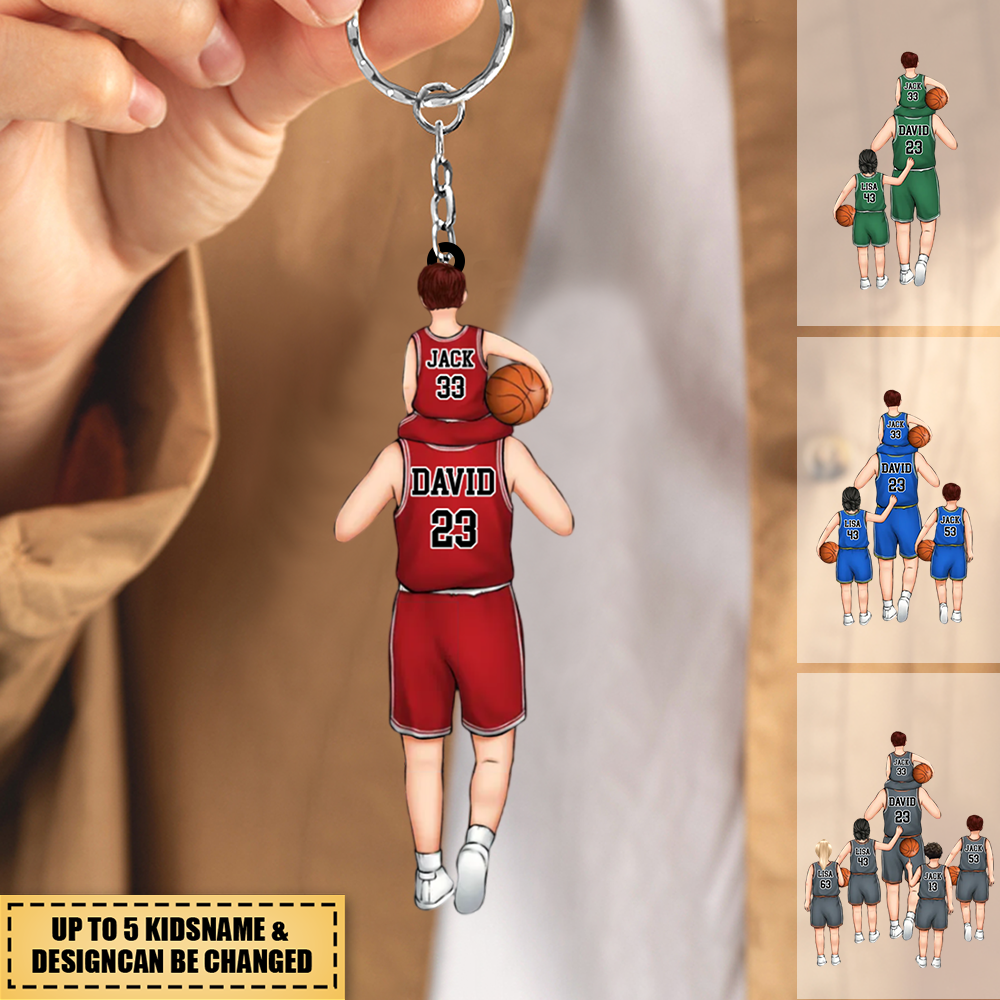 Personalized basketball Dad/Grandpa & Kids Acrylic Keychain