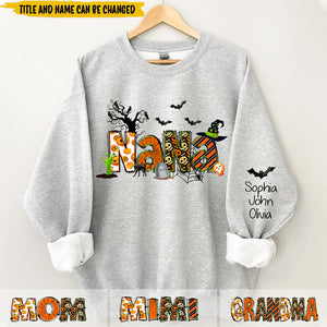 Nana/Grandma Bundle Halloween Alphabet Doodle Grandkids Personalized Sweatshirt