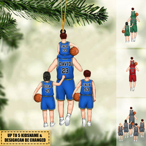 Personalized basketball Dad/Grandpa & Kids Acrylic Hanging Ornament