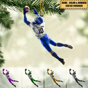 Personalized American Football Lover/player Christmas Hanging Ornament