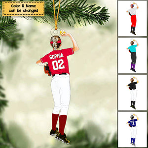 Custom Personalized Softball Acrylic Ornament, Gift For Softball Players, Christmas Gift For Daughter