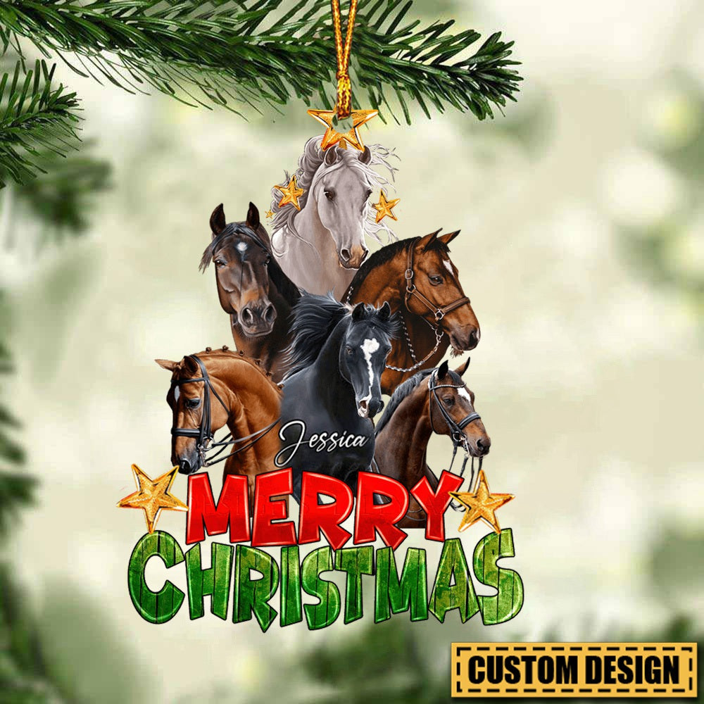 A Whole Lots Of Horses Christmas Tree, Personalized Acrylic Christmas Ornament