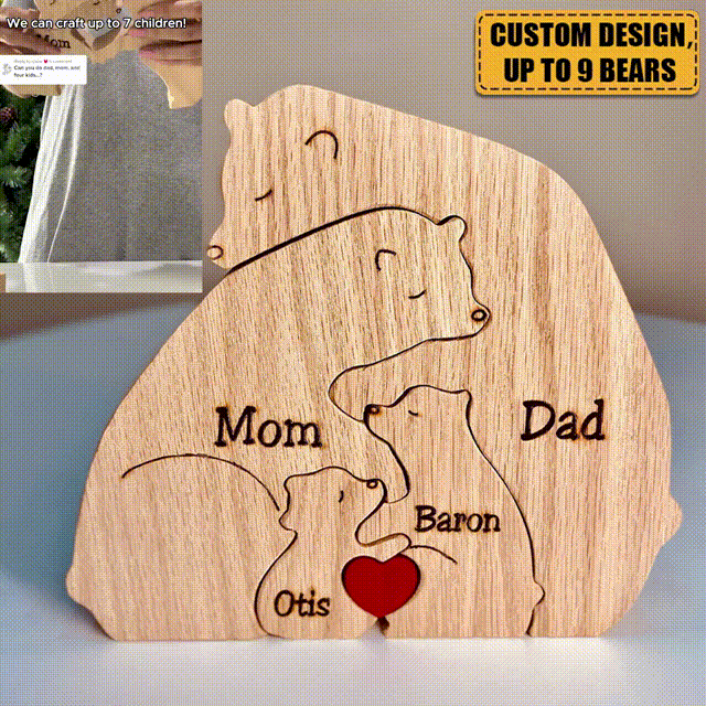 2023 New Release-Personalized Bear Family Wooden Art
