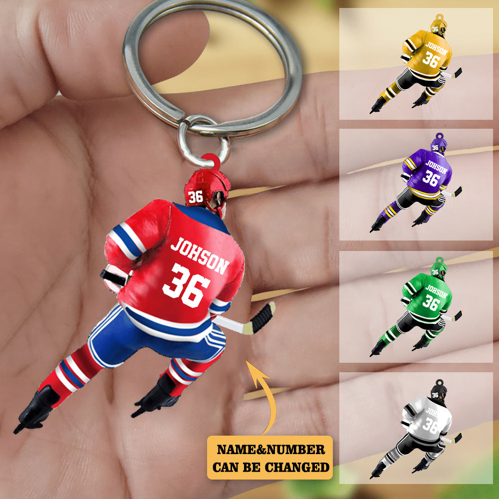 Personalized Ice Hockey Player Acrylic Keychain-Great Gift Idea For Ice Hockey Lovers