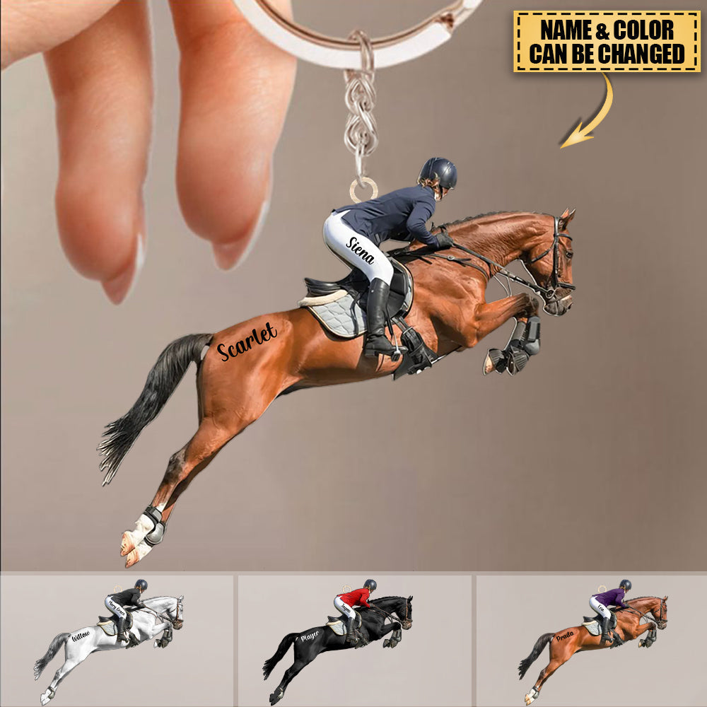 Personalized Female/Girl Equestrian Acrylic Keychain - Gift Idea For Horse Lover