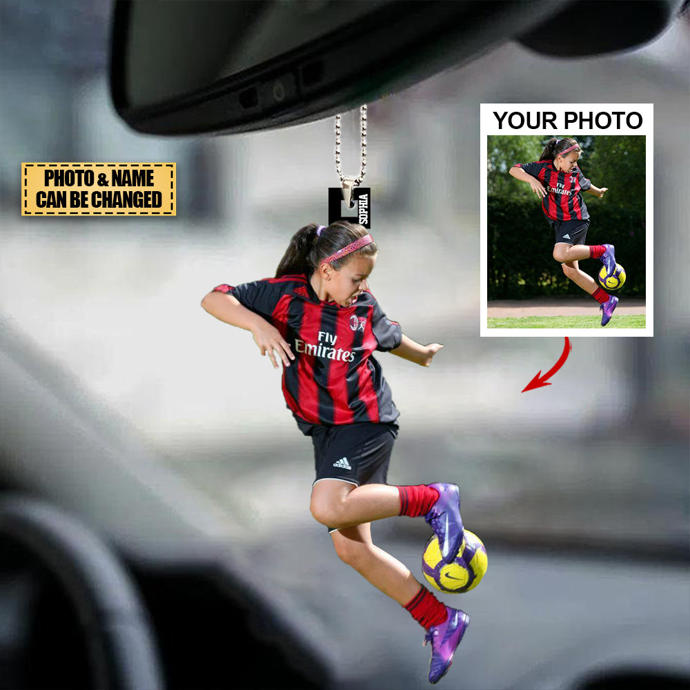 Personalized Acrylic Car Hanging Ornament - Gift For Soccer Lovers- Custom Your Photo