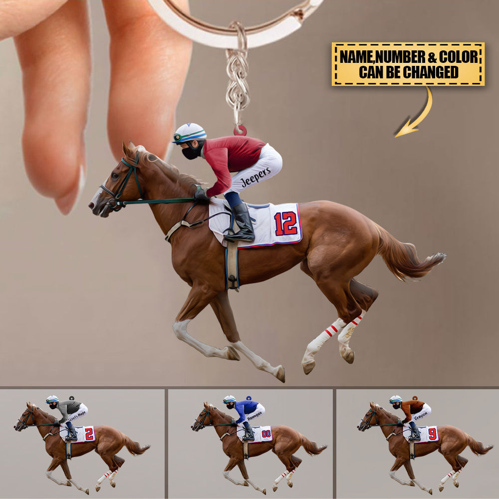 Personalized Male/Boy Equestrian Acrylic Keychain - Gift Idea For Horse Lover