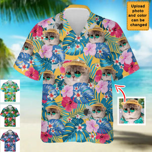 Custom Funny Photo Hawaii Shirt For Cat Lover