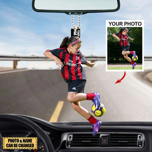 Personalized Acrylic Car Hanging Ornament - Gift For Soccer Lovers- Custom Your Photo