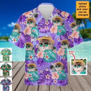 Custom Funny Photo Hawaii Shirt For Cat Lover