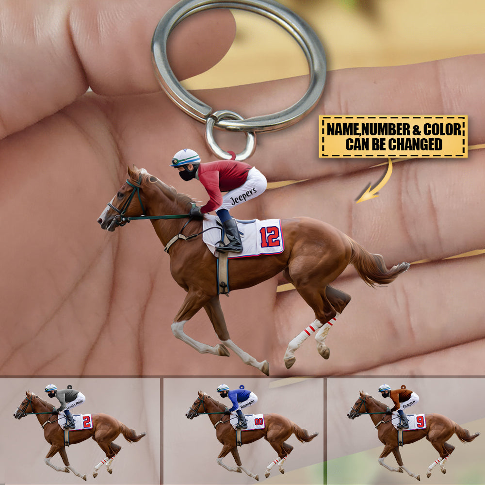 Personalized Male/Boy Equestrian Acrylic Keychain - Gift Idea For Horse Lover