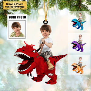 Gift For Kid, Dinosaur Custom Image Upload Acrylic Christmas / Car Hanging Ornament