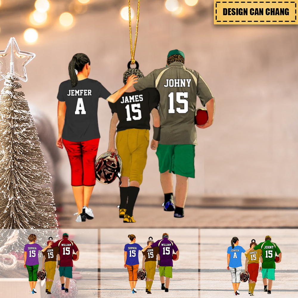 Personalized American Football Family Acrylic Car / Christmas Ornament - Gift For American Football Players