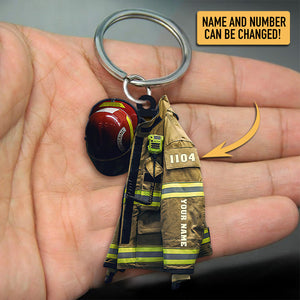 New Release Personalized Firefighter Armor Shaped Flat Acrylic Keychain