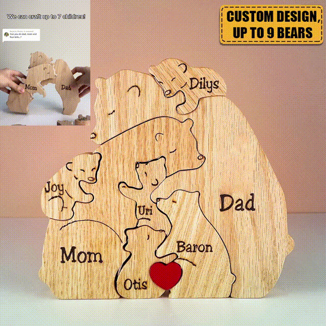 2023 New Release-Personalized Bear Family Wooden Art