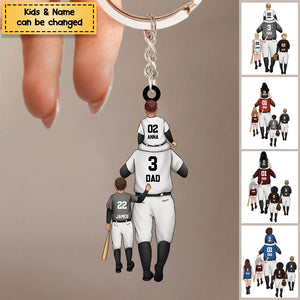 Personalized Baseball Kids & Dad Acrylic Keychain