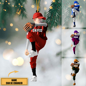 Custom Personalized Baseball Boy Throwing The Ball Christmas Ornament, Gift for Baseball Lovers
