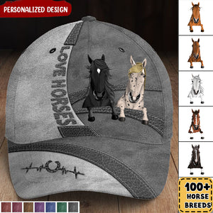 Love Horses Colorful Leather Pattern Personalized Classic Cap