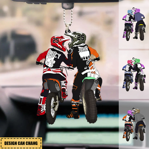 Personalized Motocross Racer Couple hanging Ornament