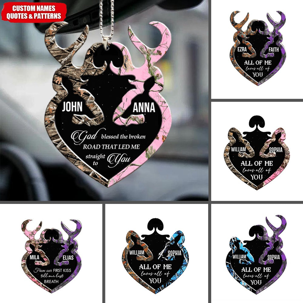 Camo Pattern Deer Couple Personalized Christmas / Car Acrylic Ornament