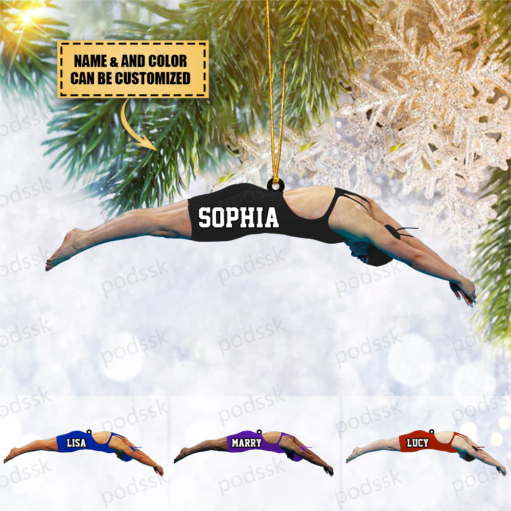 New Release Personalized Female/Male Swimmer Acrylic Ornament, Gift For Swimming Lovers/Swimmer