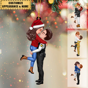 New Release - Couple Kiss Christmas Personalized Acrylic Ornament - Gift For Couple