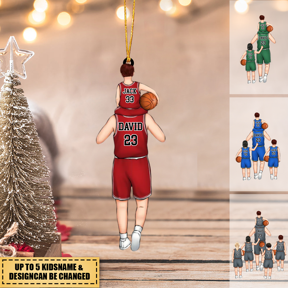 Personalized basketball Dad/Grandpa & Kids Acrylic Hanging Ornament