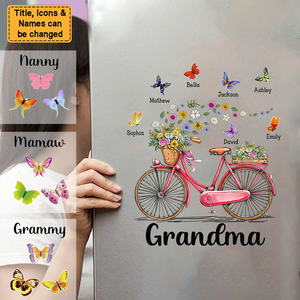 Gift for Grandma Bicycle With Flowers  Personalized Decal/Sticker