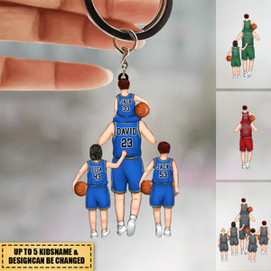 Personalized basketball Dad/Grandpa & Kids Acrylic Keychain