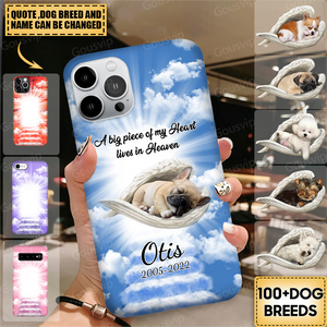 Dog Sleeping Angel Personalized Memorial Glass Phone case-Great Gift Idea For Dog Lovers