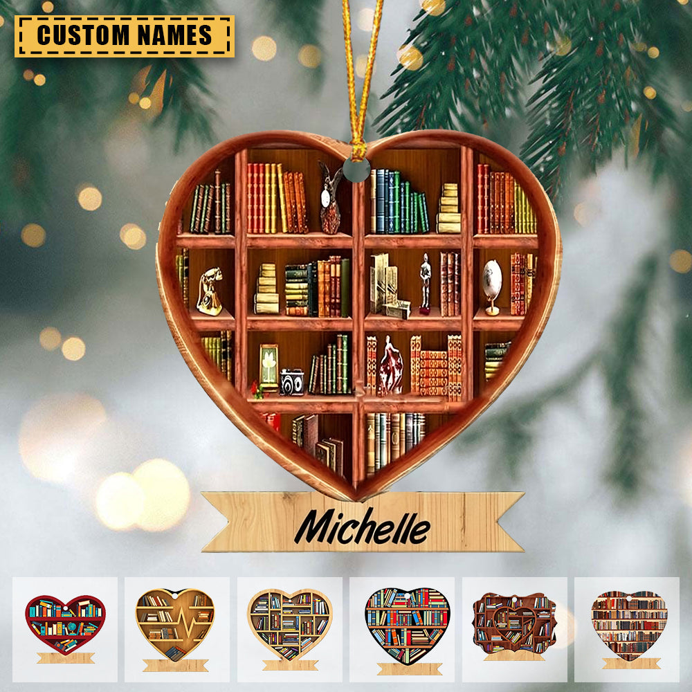 Personalized Book Lover Heart Ornament  - Prefect Gift For Books Lover