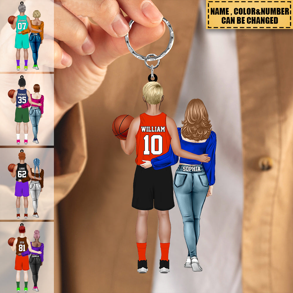 Personalized Basketball Couple Acrylic Keychain-Gift For Basketball Lovers