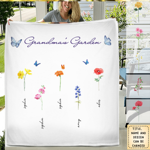 Personalized Grandma’s Garden Blanket with Birth Month Flowers and Names