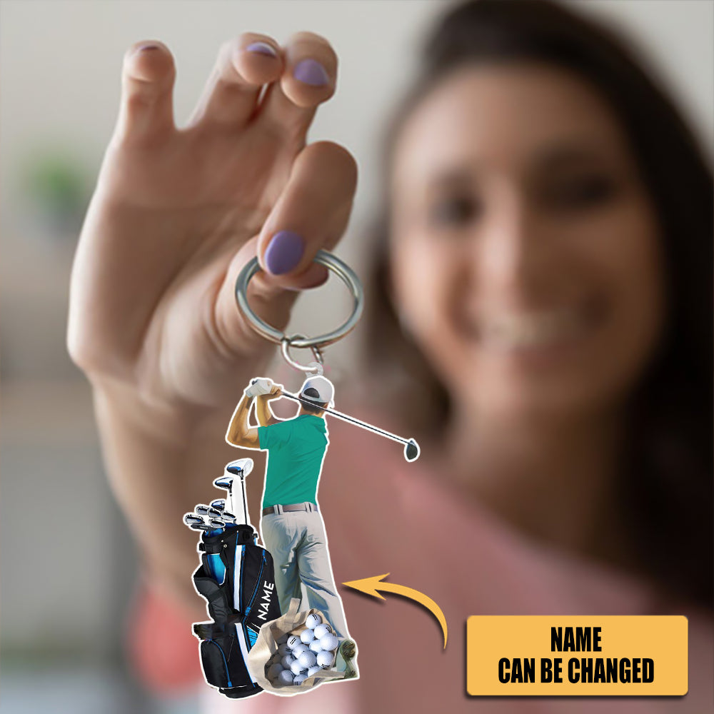 Golf Player Personalized Acrylic Keychain-Great Gift Idea For Golf Lovers
