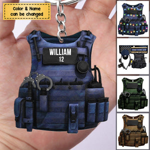 Police Bulletproof Vest, Personalized Keychain, Gift For Police Officers