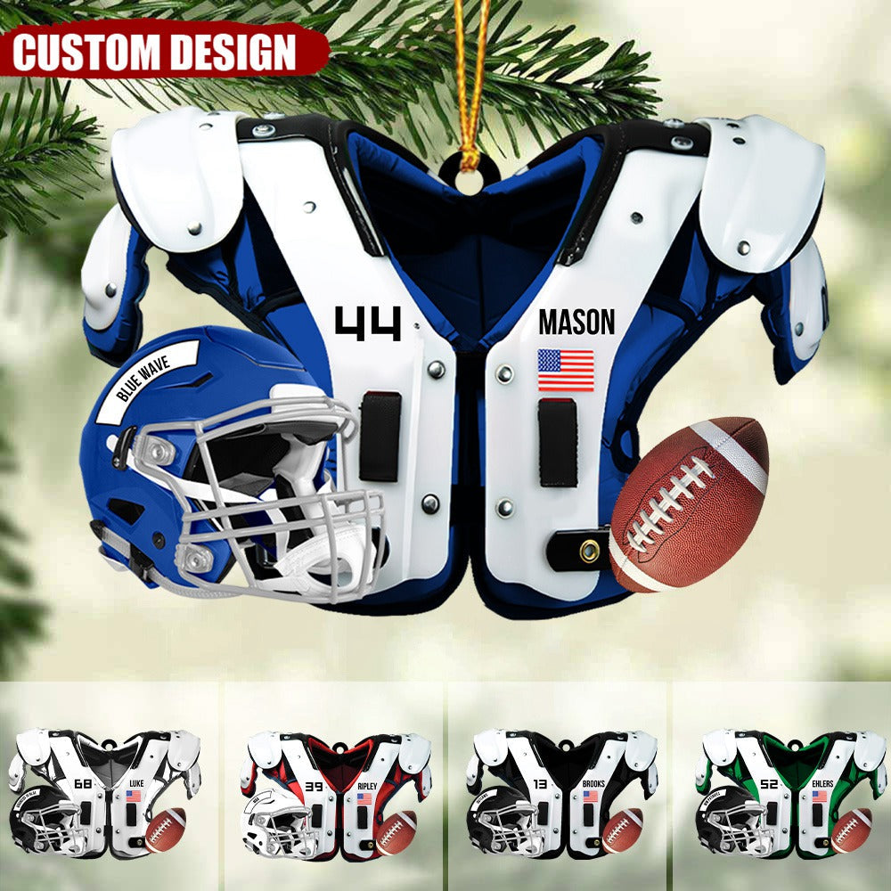 American Football Shoulder Pads And Helmet Personalized Christmas Orna