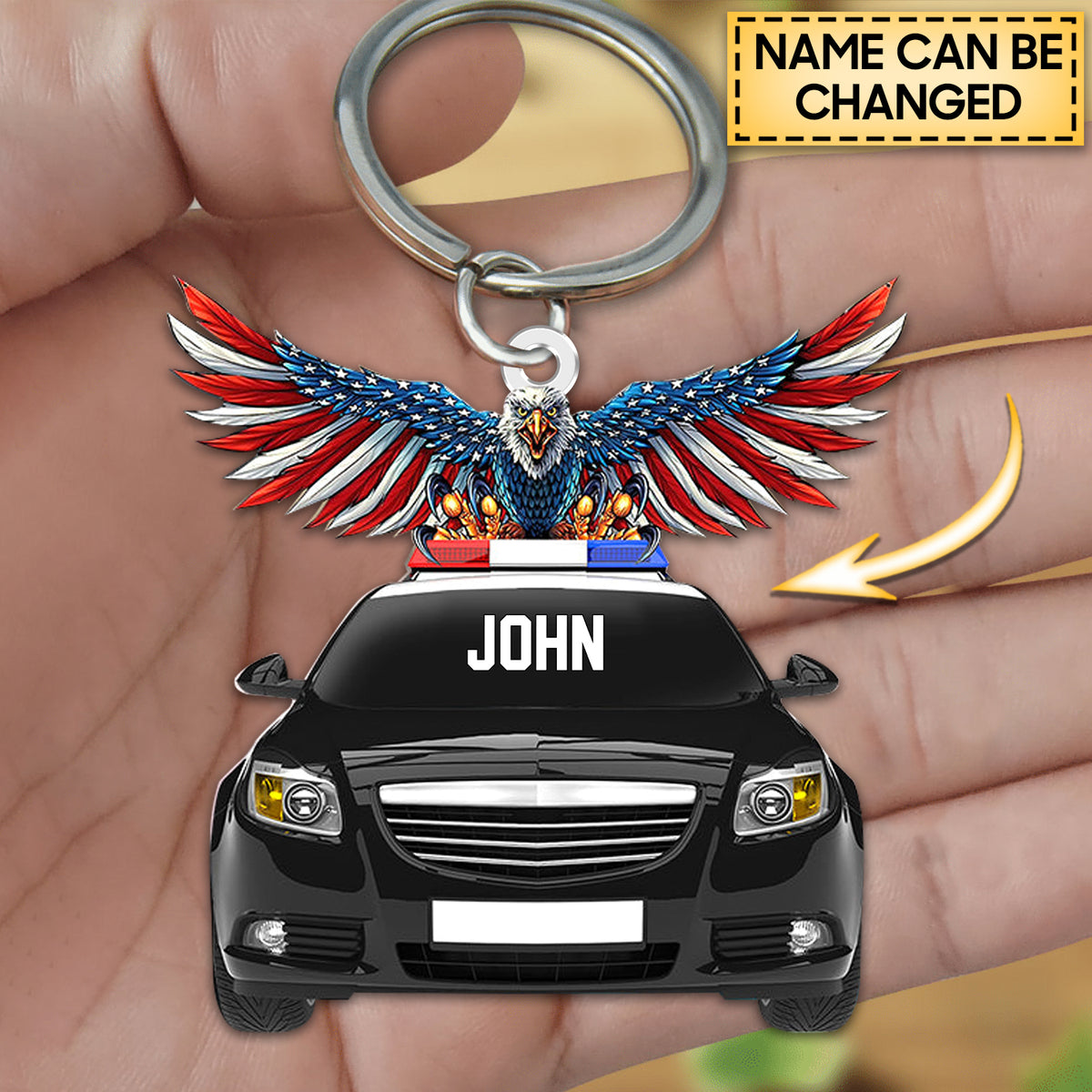 Police Car With Eagle On Top Personalized Acrylic Keychain