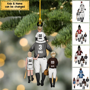 Personalized Baseball Kids & Dad Acrylic Christmas / Car Ornament
