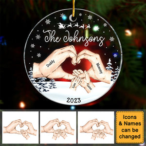 Family Hands Christmas Circle Ornament