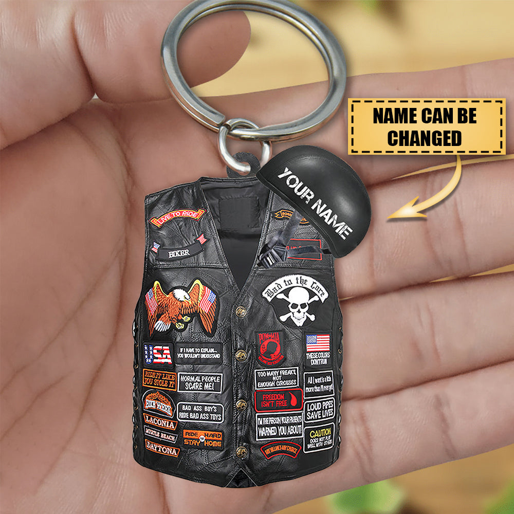 Personalized Biker Vest Acrylic Keychain - Gift For Bike Lover