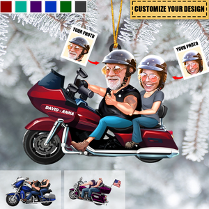 Custom Biker Couple Photo Ornament - Personalized Acrylic Car / Christmas Ornament