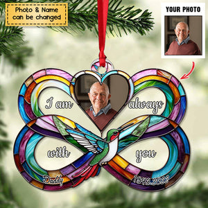 Personalized Upload Photo Heart Infinity Hummingbird, I Am Always With You Christmas Ornament