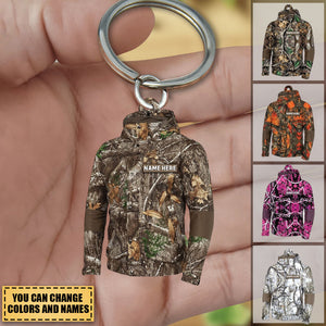Personalized  Custom Acrylic Keychain Gift For Hunter For Hunting Lovers- Hunting Camo Patterns Jacket Acrylic Keychain