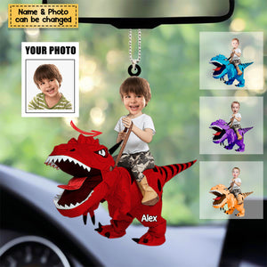 Gift For Kid, Dinosaur Custom Image Upload Acrylic Christmas / Car Hanging Ornament