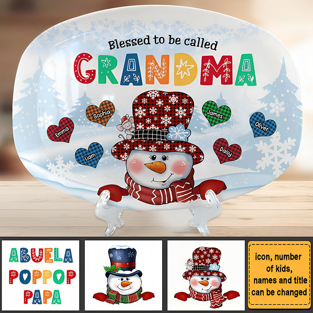 Blessed To Be Called Grandma Or Grandpa Plate