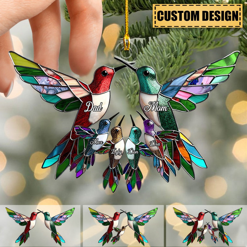 Family Members Christmas Hummingbird Together Personalized Acrylic Ornament