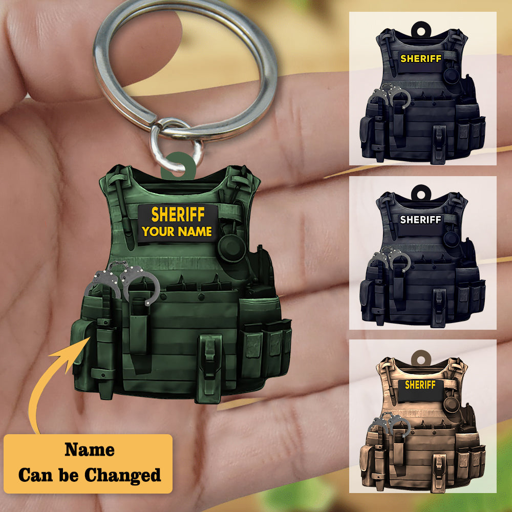 Sheriff Uniform / Vest Personalized Flat Acrylic Keychain