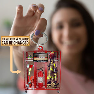 Personalized Gear Grid Firefighter Acrylic Keychain