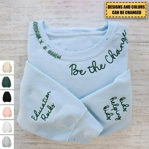 Custom Embroidered Hand Distressed Crew Neck Sweatshirt-gift for Mom/Grandma